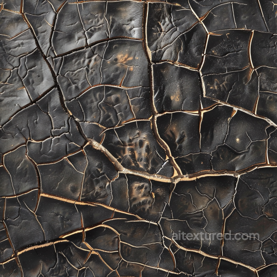 cracked vintage black leather PBR texture with deep crevices and aged surface Leather texture preview