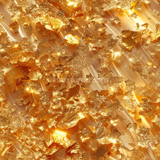 Seamless 3D PBR Glossy Golden Leaf Texture with Reflective Highlights