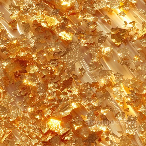 Seamless 3D PBR Glossy Golden Leaf Texture with Reflective Highlights texture preview