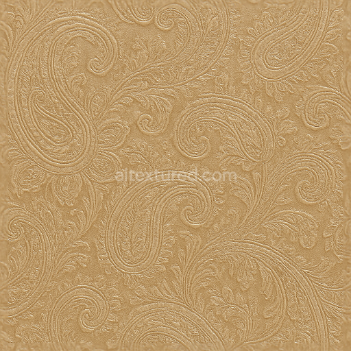 Seamless 3d texture pbr 8k paisley brocade wallpaper with raised silk sheen finish