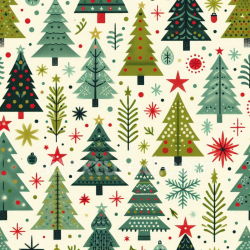 seamless Seamless 3D PBR Christmas digital paper texture with stylized trees & festive motifs texture 8k free download PBR