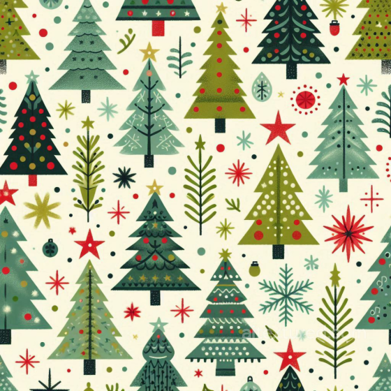 Christmas Digital Paper Texture With Stylized Trees & Festive Motifs All Christmas Digital paper texture preview