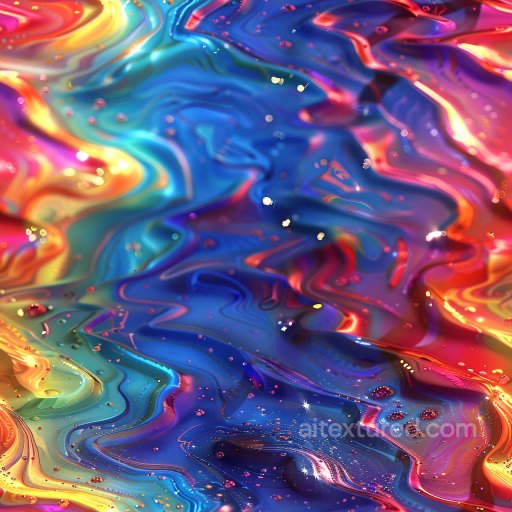 Seamless 3D PBR Glossy Liquid Paint Texture with Vibrant Multicolor Flow texture preview