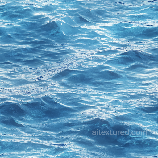 Water PBR Texture Featuring Realistic Ocean Surface with Dynamic Waves and Shimmering Hig… seamless Water PBR texture