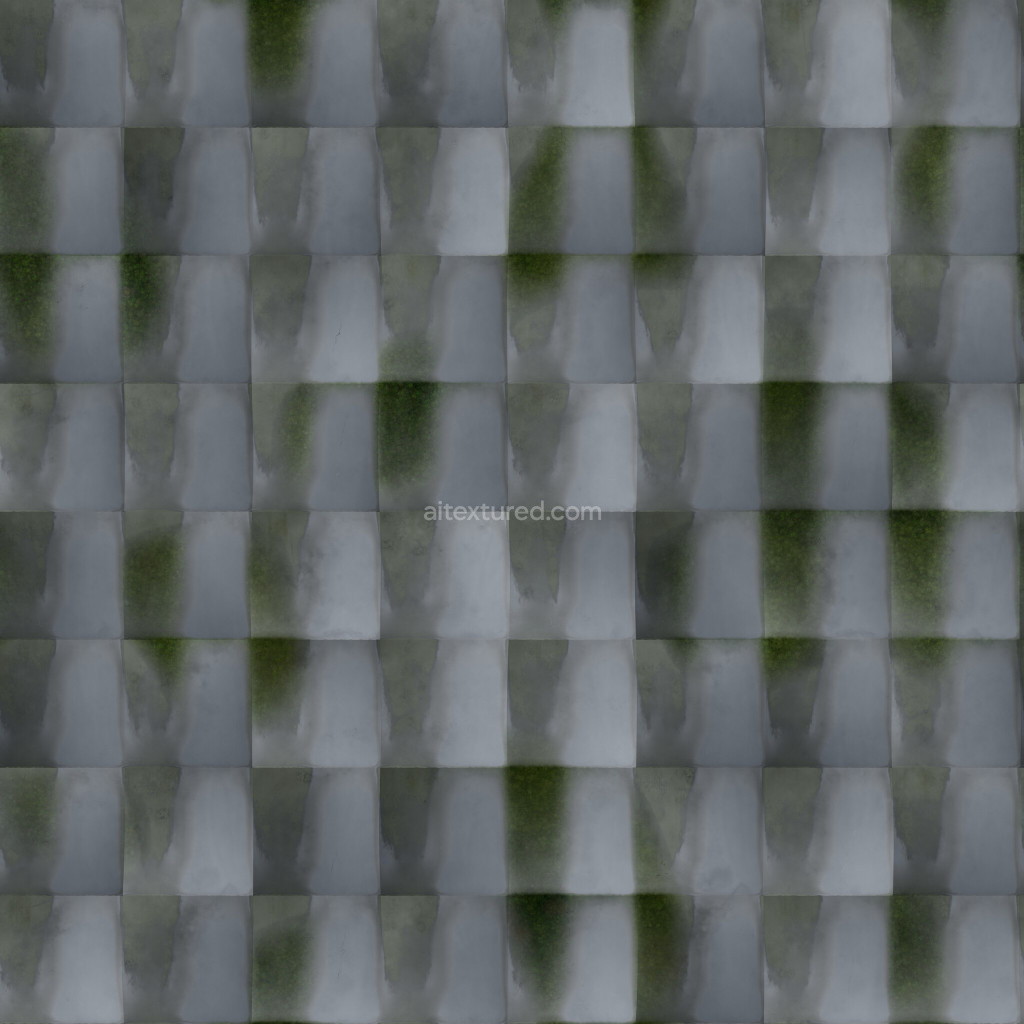 Seamless PBR texture of roofing tiles in gray tones