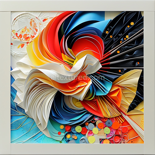 Seamless 3D PBR Texture of Vibrant Origami-Style Animal Pattern with Folded Paper Colors