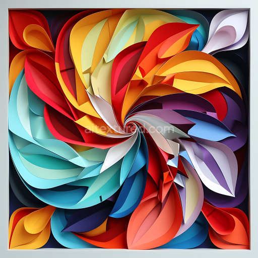 Seamless 3D PBR Texture Featuring Vibrant Multicolor Origami Petal Patterns