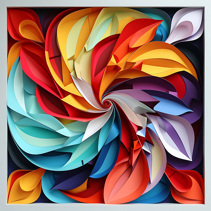 Featuring Vibrant Multicolor Origami Petal Patterns seamless PBR texture preview