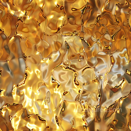 Seamless 3D PBR Texture Featuring Glossy Liquid Gold with Fluid Reflections texture preview