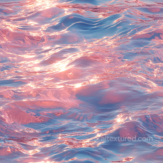 Water PBR Texture Featuring Soft Waves and Pink Sunset Reflections Water texture preview