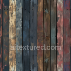 seamless Seamless 3D PBR Vintage Painted Wood Planks Texture with Distressed Multicolor Finish texture 8k free download PBR