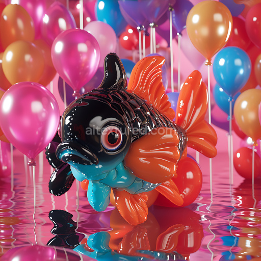 Seamless 3D Inflated PBR Texture of Glossy Multicolor Balloon Vinyl