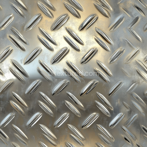 Preview — Seamless 3D PBR Texture of Shiny Steel Diamond Plate with Reflective Embossed Pattern
