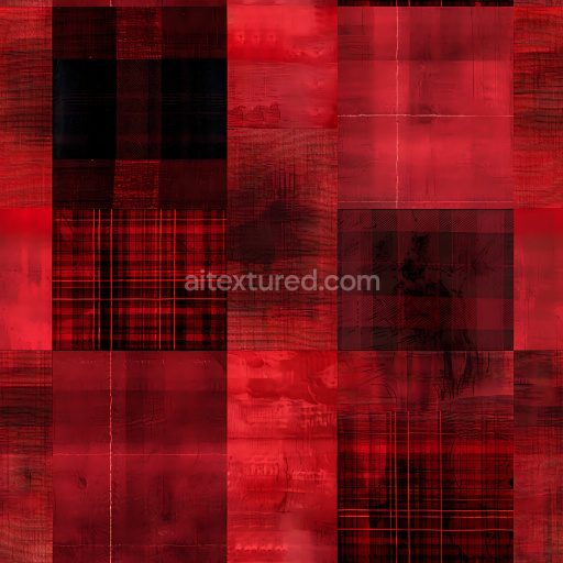 Seamless 3D Red Plaid Metal PBR Texture with Grunge and Patterns
