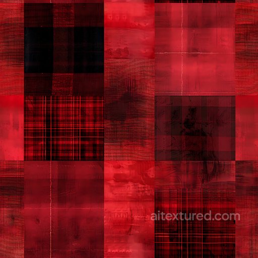 Seamless 3D Red Plaid Metal PBR Texture with Grunge and Patterns texture preview