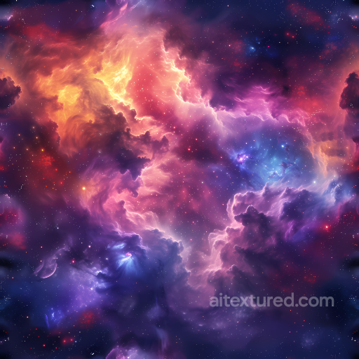 Space PBR Texture Featuring Vibrant Nebula and Cosmic Clouds seamless Star, space, planets PBR texture