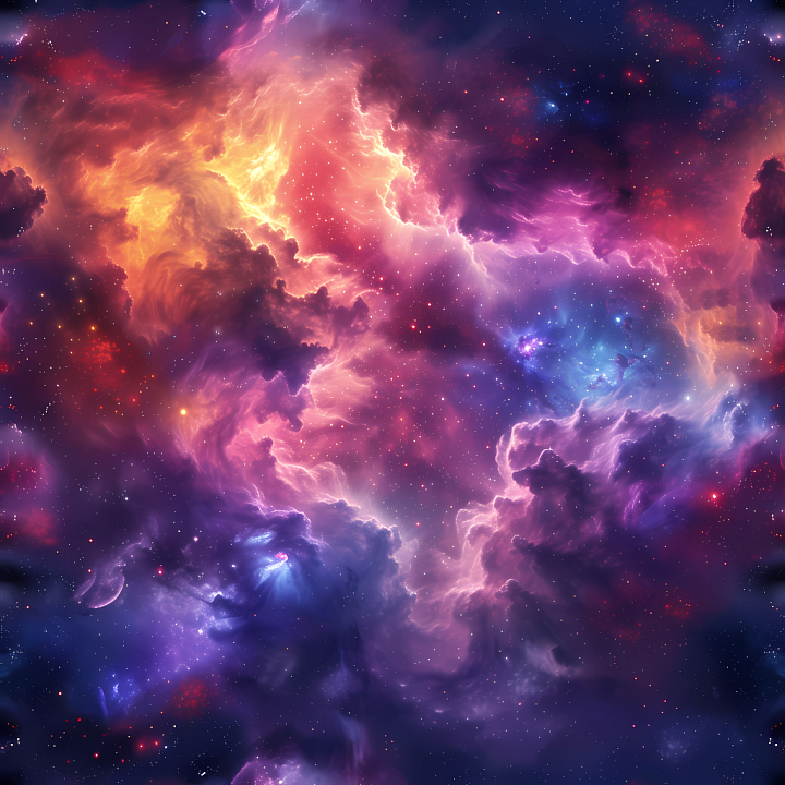 Space Featuring Vibrant Nebula and Cosmic Clouds seamless PBR texture preview