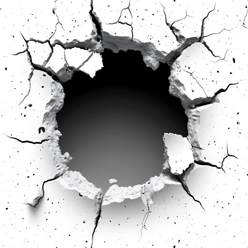 Cracked White Plaster PBR Texture with Jagged Hole and Fractures seamless Cracked & Holes PBR texture