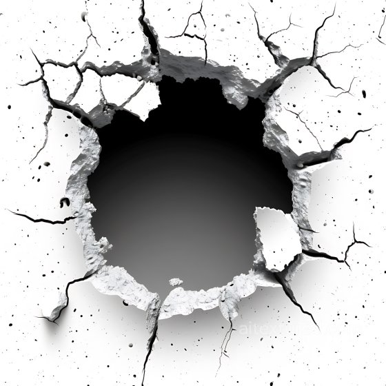 Cracked White Plaster PBR Texture with Jagged Hole and Fractures Cracked & Holes texture preview