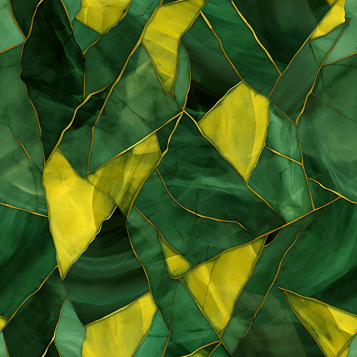 Green and Yellow Marbled Tile with Gold Veins seamless PBR texture preview