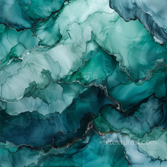 Alcohol Ink PBR Texture Featuring Teal Emerald Fluid Waves and Subtle Veins Alcohol ink texture preview