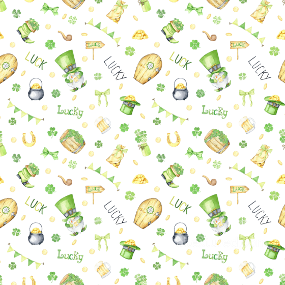St Patrick Digital Paper Texture with Lucky Clover and Festive Icons St patrick digital paper bundle texture preview