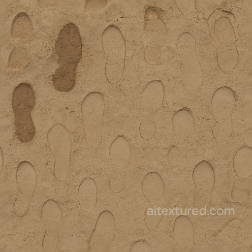 Seamless 8K PBR 3D Texture of Dry Muddy Footprints with Footprint Cracking seamless Footprints PBR texture