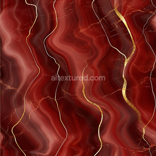Seamless 3D Red Marble PBR Texture Featuring Swirling Gold Veins and Polished Finish