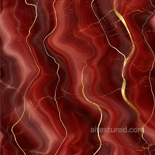 Red Marble PBR Texture Featuring Swirling Gold Veins and Polished Finish seamless Marble PBR texture