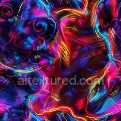 seamless Seamless 3D PBR Texture Featuring Neon Graffiti Dog Mural with Abstract Light Strokes texture 8k free download PBR