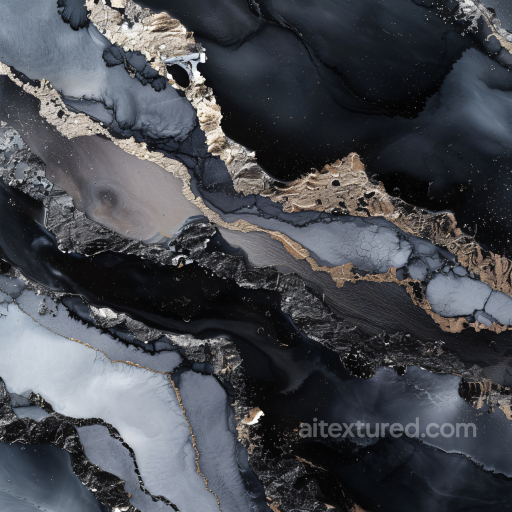 Alcohol Ink PBR Texture Featuring Luxurious Black and Gold Veining seamless Alcohol ink PBR texture