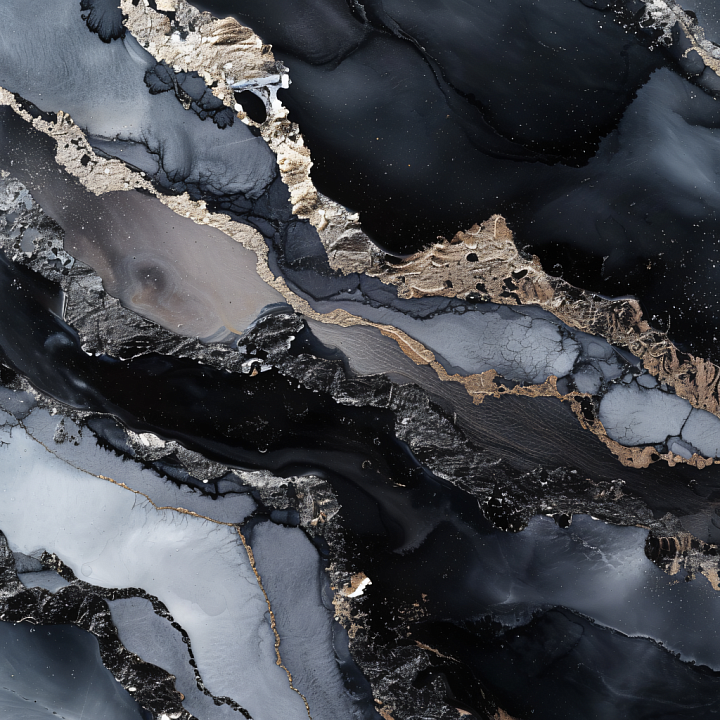 Alcohol Ink Featuring Luxurious Black and Gold Veining seamless PBR texture preview