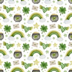 seamless Seamless 3D PBR Watercolor St Patrick Digital Paper Texture with Rainbows & Shamrocks texture 8k free download PBR