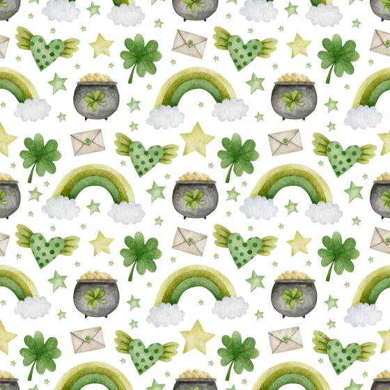 Watercolor St Patrick Digital Paper Texture with Rainbows & Shamrocks St patrick digital paper bundle texture preview