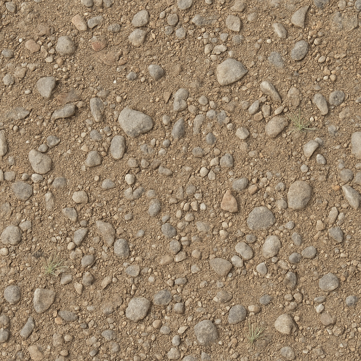 Gravel Loose With Dry Surface And Pebbles Scattered Natural Look Asphalt seamless PBR texture preview