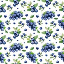 Pattern Bundle - Seamless 3D Blueberry Pattern PBR Texture with Botanical Motifs and Fresh Green Leaves texture preview
