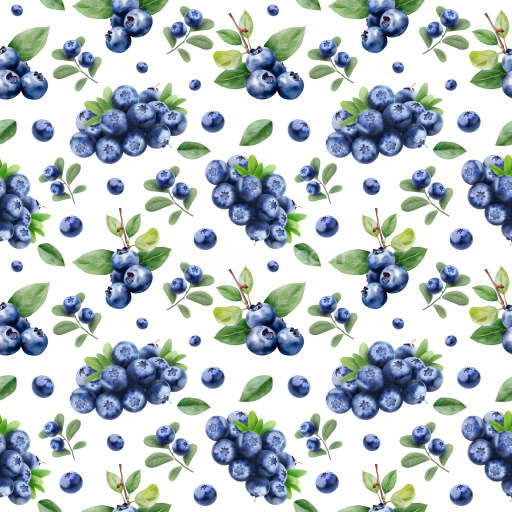 Pattern Bundle - Seamless 3D Blueberry Pattern PBR Texture with Botanical Motifs and Fresh Green Leaves texture preview