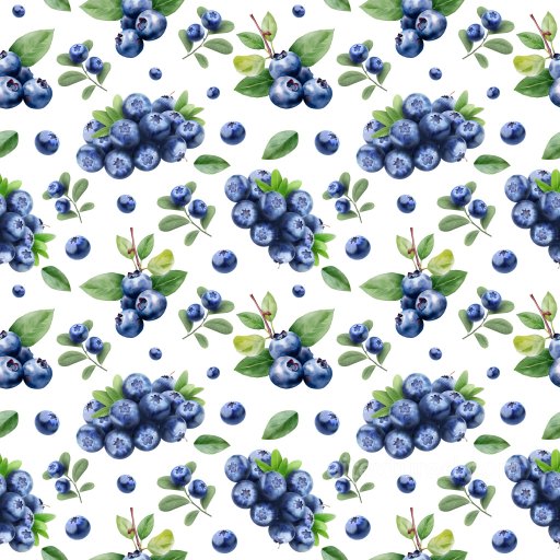 Blueberry Pattern PBR Texture with Botanical Motifs and Fresh Green Leaves seamless Pattern Bundle PBR texture