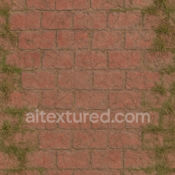 seamless Seamless 3d texture pbr 8k brick red pavement with faded paint and grass edges natural wear texture 8k free download PBR