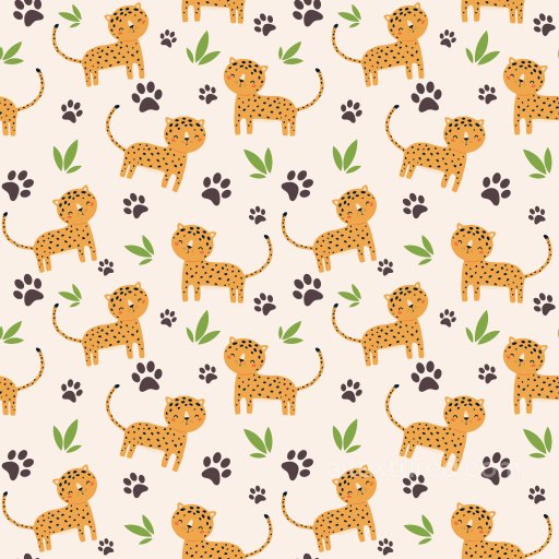 Pattern PBR Texture with Playful Leopard Cartoon Motifs and Leaf Accents seamless Pattern Bundle PBR texture