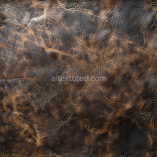 Seamless 3D PBR Cracked Distressed Brown Leather Texture with Visible Wrinkles and Wear