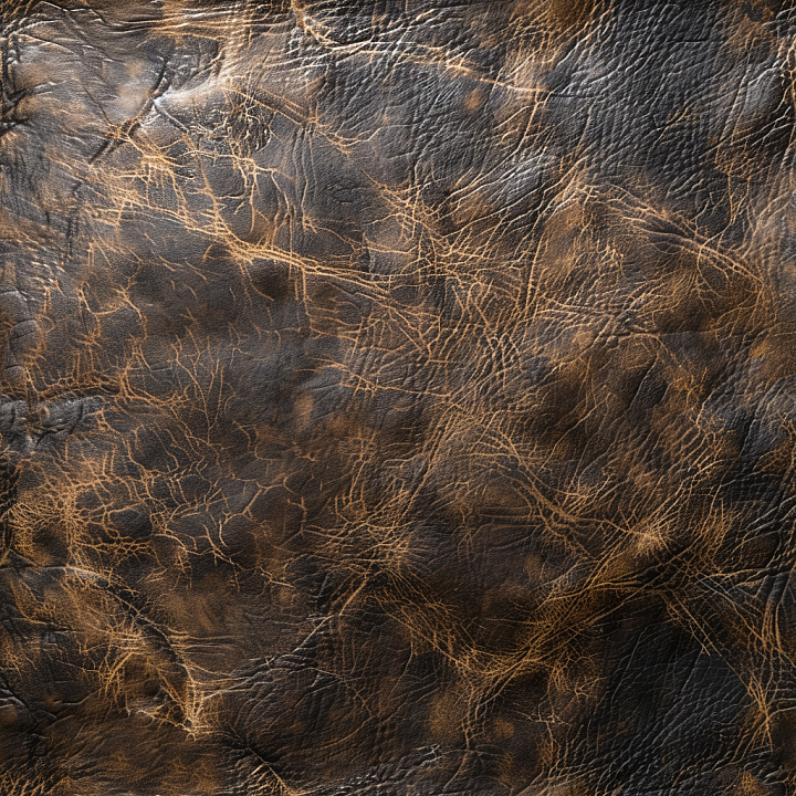 Cracked Distressed Brown Leather with Visible Wrinkles and Wear seamless PBR texture preview