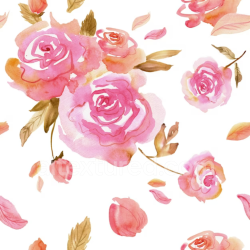 seamless Seamless 3D PBR Pink Flower Watercolor Floral Texture with Soft Pastel Roses texture 8k free download PBR