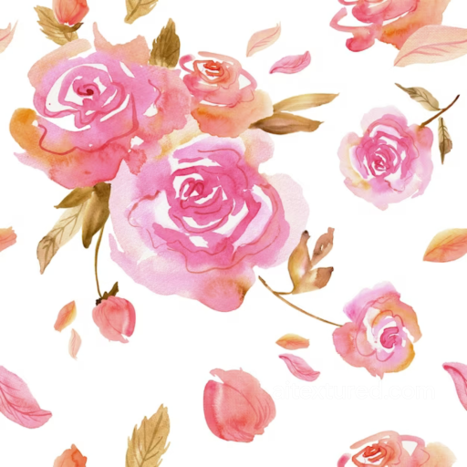 Pink Flower Watercolor Floral Texture with Soft Pastel Roses seamless Pink Flower PBR texture