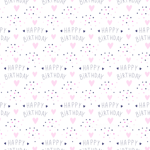 Fabric Texture Featuring Pink Hearts and Happy Birthday Script seamless Birthday PBR texture