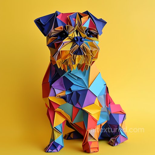 Animal - Seamless 3D PBR Texture Featuring Multicolored Origami Style Border Terrier Pattern texture preview