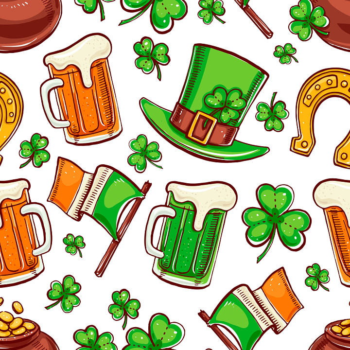 with St Patrick Symbols and Festive Colors seamless PBR texture preview