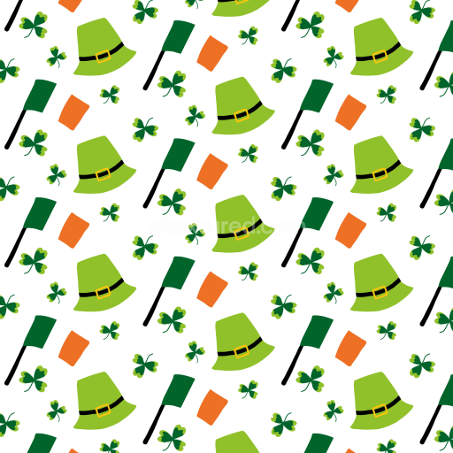 Seamless 3D PBR Texture with St Patrick Hats, Shamrocks & Flags Pattern