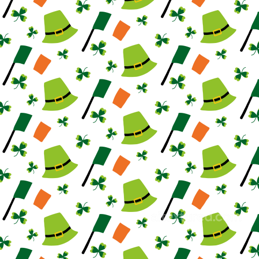 with St Patrick Hats, Shamrocks & Flags Pattern seamless St patrick digital paper bundle PBR texture