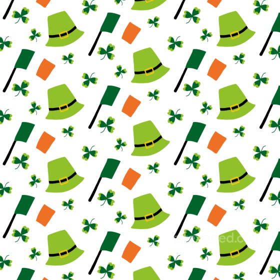 with St Patrick Hats, Shamrocks & Flags Pattern St patrick digital paper bundle texture preview